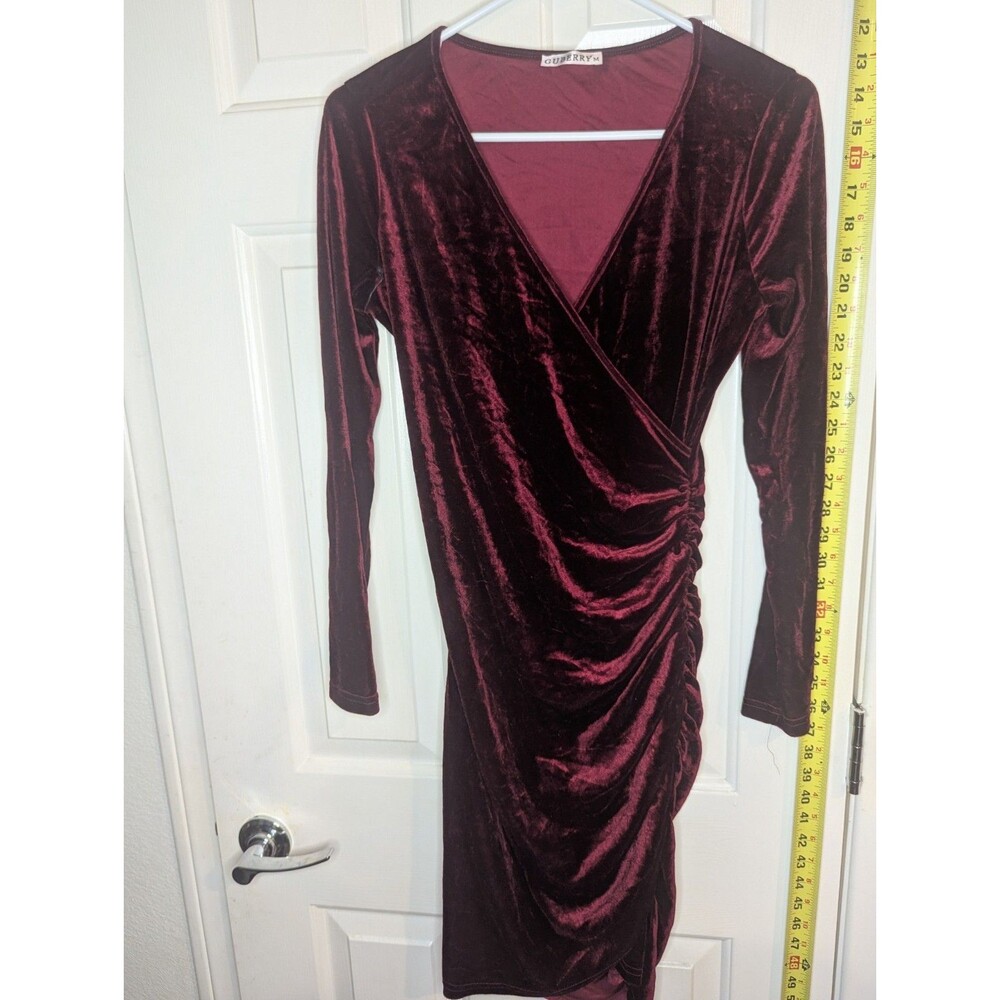 Guberry Women's Red V Neck Long Sleeve Bodycon Wrap Party Dress Size Medium